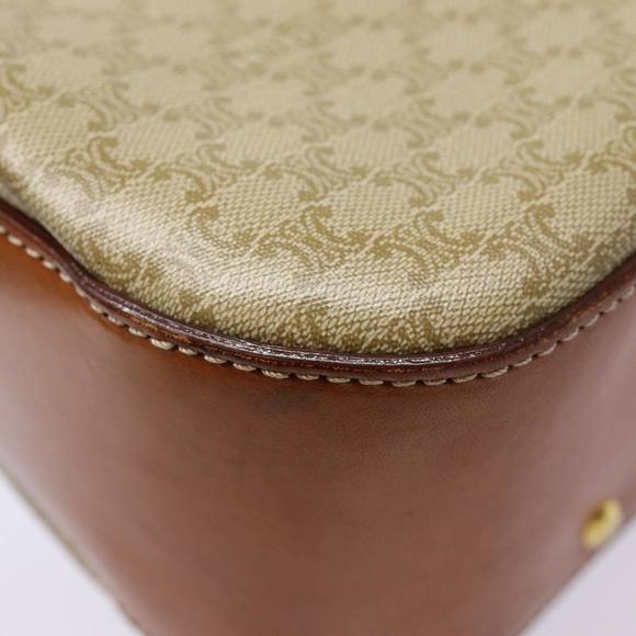 CELINE Macadam Canvas Hand Bag Beige Gold Auth 88751 - Picture 12 of 16